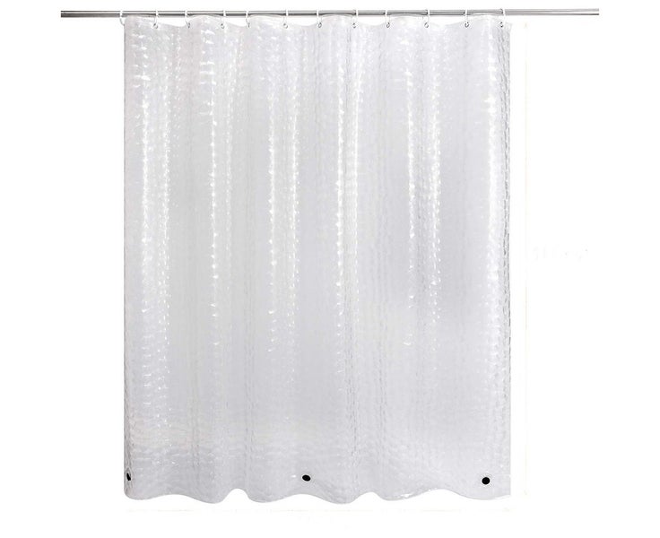 WELTRXE Shower Curtain - Anti-Mould, Weighted Magnet Bottom, 3D Stone Carousel 1