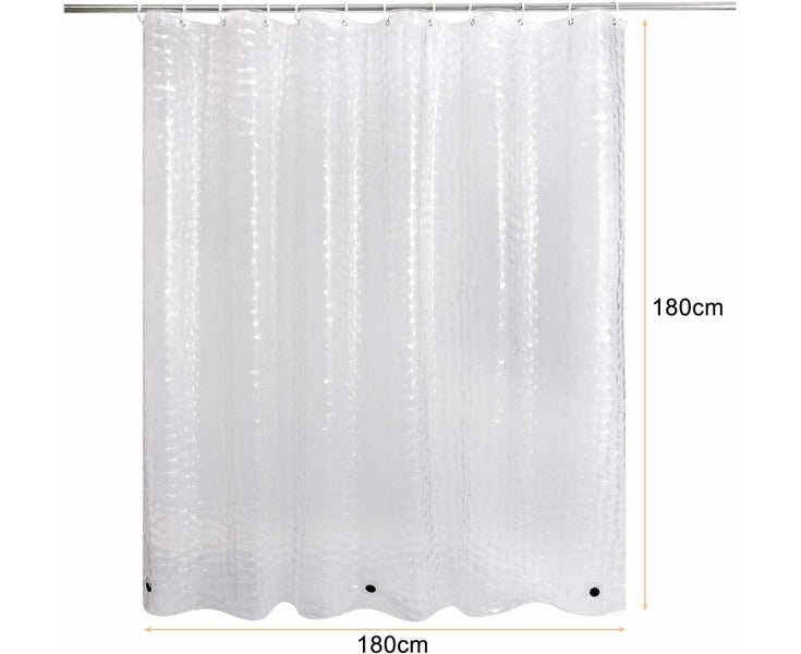 WELTRXE Shower Curtain - Anti-Mould, Weighted Magnet Bottom, 3D Stone Carousel 8