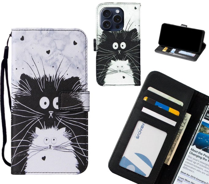 iPhone 15 Pro case leather wallet case printed ID Carousel 1