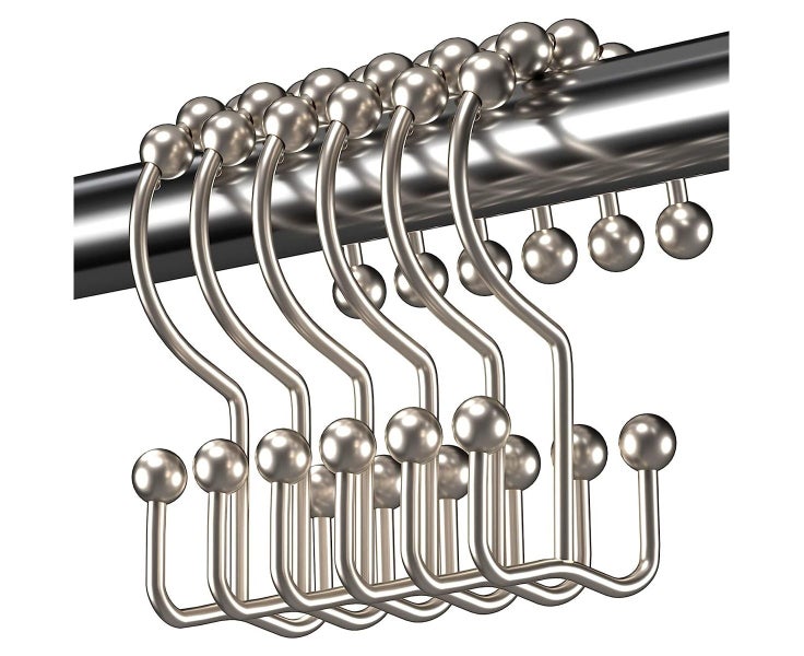 Shower Curtain Hooks Rings, Rust-Resistant Metal Double Glide Shower H Carousel 1