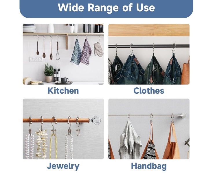 Shower Curtain Hooks Rings, Rust-Resistant Metal Double Glide Shower H Carousel 5