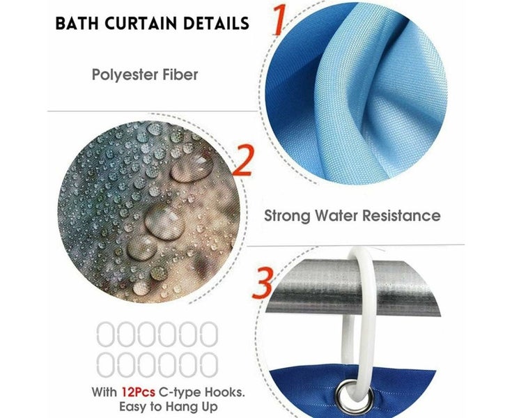 Floral Shower Curtain Sets with Non-Slip Rugs, Toilet Lid and Bath Mat, Rose Carousel 5