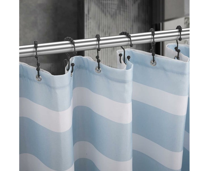 Black Shower Curtain Hooks Rings, Rust-Resistant Metal Double Glide Sh Carousel 6
