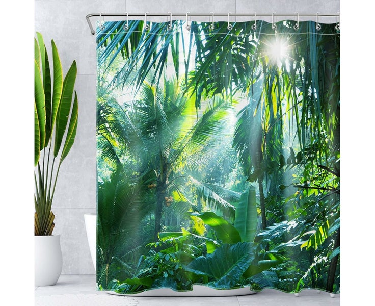 Jungle Forest Shower Curtain - 180x200cm, Tropical Plant, Green Banana Carousel 2