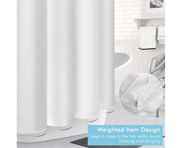 180x200cm Textile Shower Curtain - Anti-Mould, Antibacterial, Waterpro Carousel 8