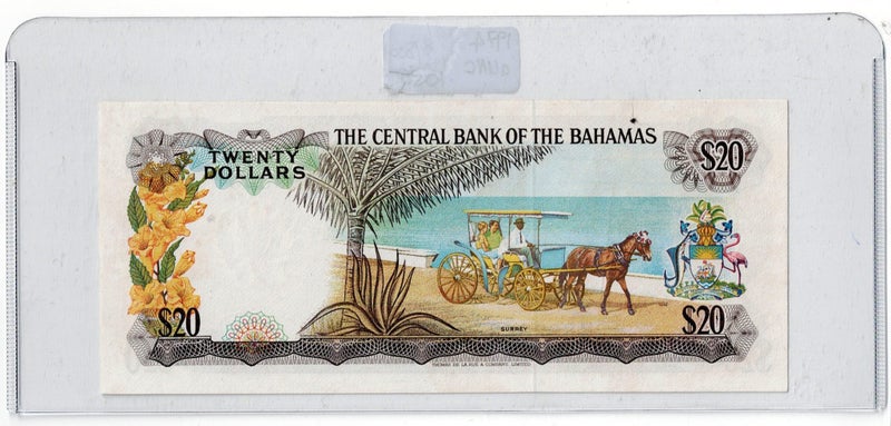 BAHAMAS 1974 $20 banknote QEII aUNC Carousel 2
