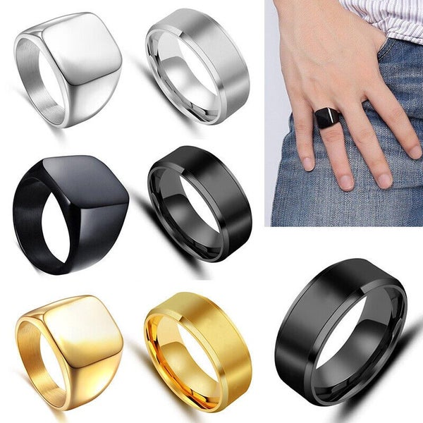 Stainless Steel Ring Wide Band Couple Rings Simple Finger Ring Square Ring Gift Carousel 1