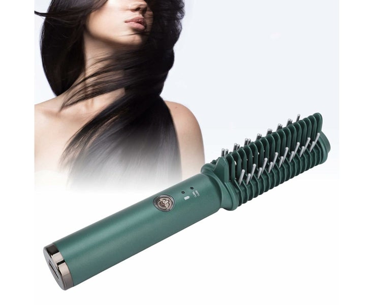 Hair Straightener Brush,Hair Straightening Curling Brush,USB Rechargeable Hai Carousel 1