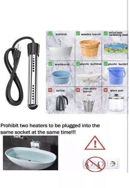 Immersion Water Heater 2000W Submersible Portable Electric Quick Bucket Heater Carousel 2