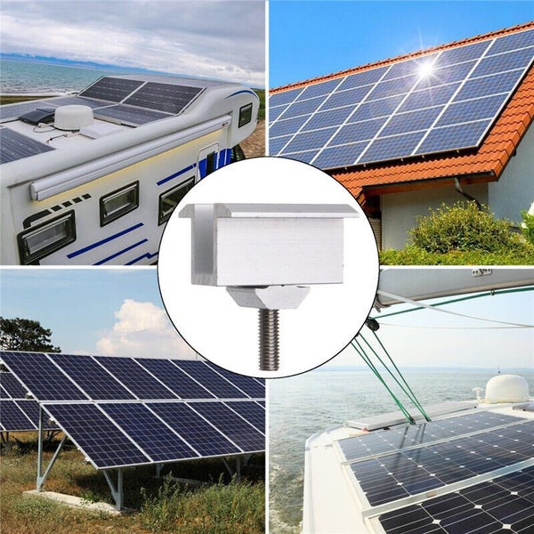 4Pcs Framed Solar Panel Roof Mounting Rail Brackets Holder Mid Clamp Fixing Kit Carousel 8