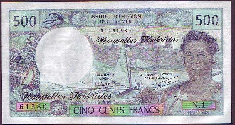 NEW HEBRIDES 1979 banknote, 500 Francs UNC Carousel 1