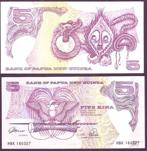 PAPUA NEW GUINEA 1992 paper 5 Kina banknote UNC Carousel 1
