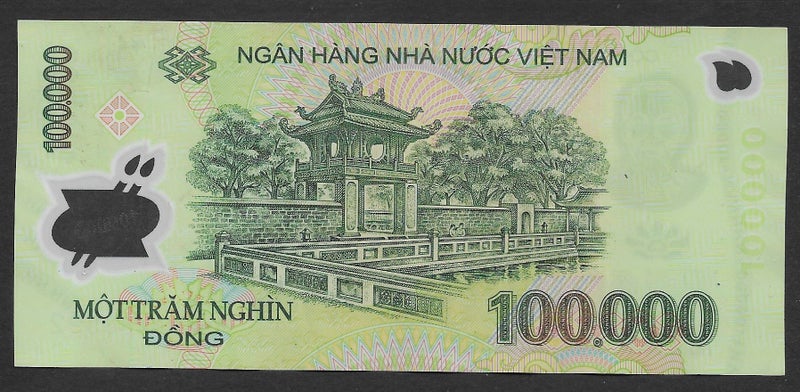 VIETNAM polymer 100,000 Dong banknote VF Carousel 2
