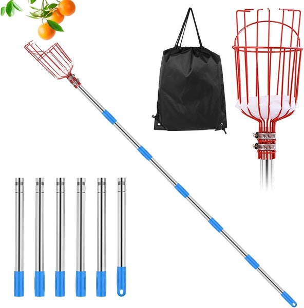 Fruit Picker Stick with Telescoping Pole Stainless Steel Fruit Picker Basket F Carousel 1