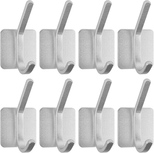 8Pcs Towel Hooks Self Adhesive Hooks Space Aluminum Heavy-Duty Bathroom Hooks Carousel 1
