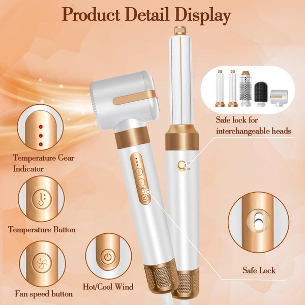 Hair Dryer Styler 7 in 1, High Speed Brushless Motor Blow Dryer Tools Set Carousel 5