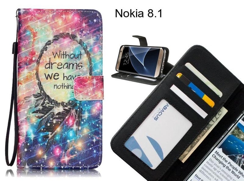Nokia 8.1 case 3 card leather wallet case printed ID Carousel 1
