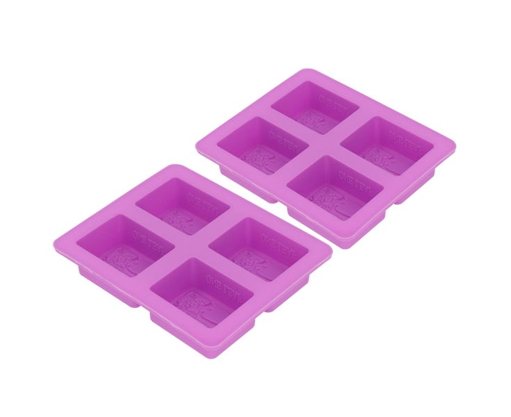 2Pcs Purple 4-Grids Square Organic Silicone Soap Mould DIY Cake Chocol Carousel 2