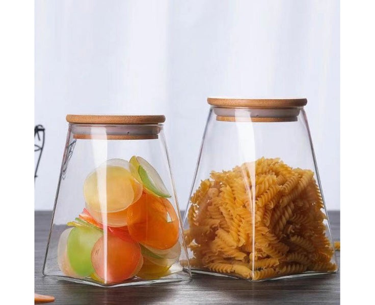 Clear Glass Food Storage Containers with Bamboo Lid,Stackable Kitchen Carousel 2