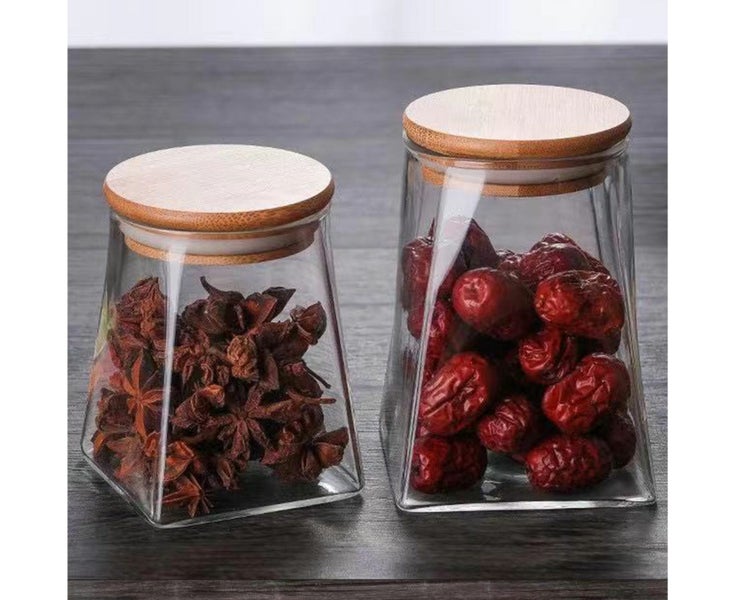 Clear Glass Food Storage Containers with Bamboo Lid,Stackable Kitchen Carousel 8