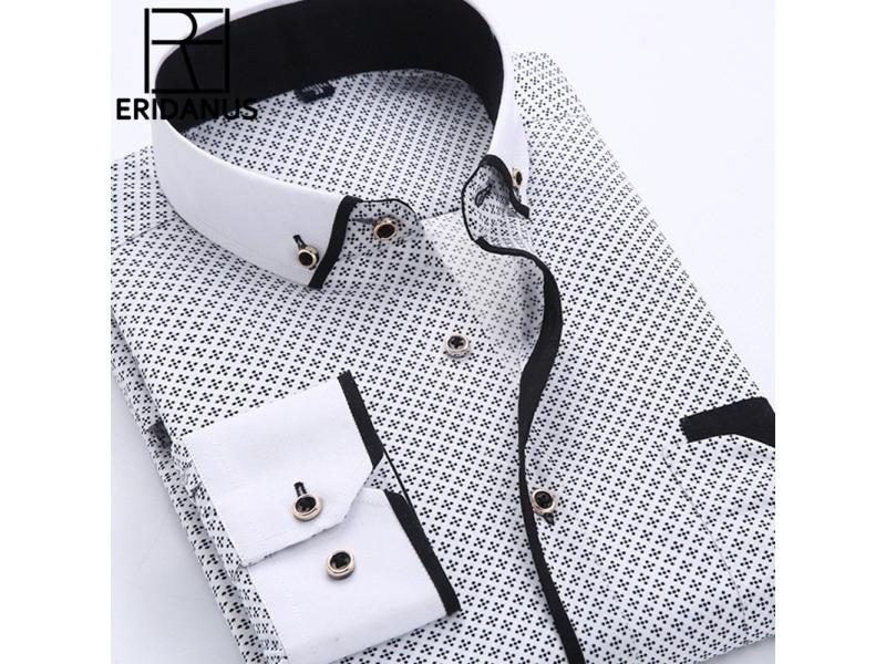 Big Size 4XL Men Dress Shirt Long Sleeve Slim Fit Button Down Collar High Carousel 2