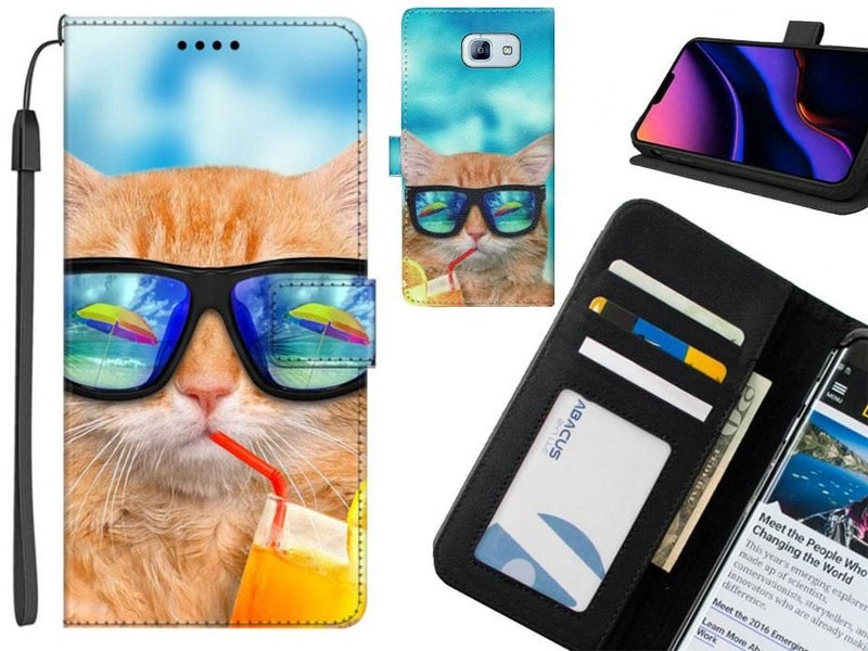 GALAXY A8 2016 case leather wallet case printed ID Carousel 1