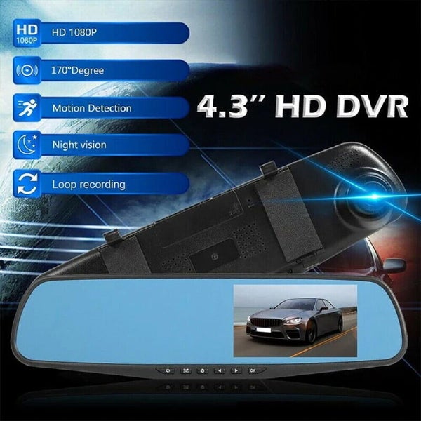 Rearview Mirror Car DVR Dual Dash 1080P HD Cam Camera Front Rear Video Recorder Carousel 2