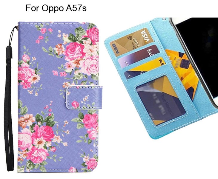 Oppo A57s case 3 card leather wallet case printed ID Carousel 1