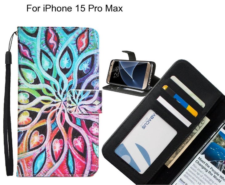 iPhone 15 Pro Max case 3 card leather wallet case printed ID Carousel 1