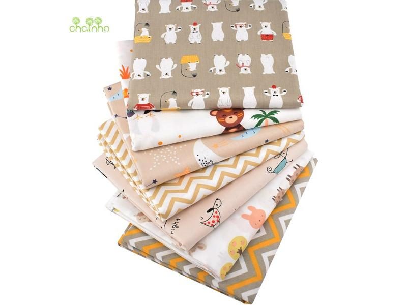 7pcs Lot New Cartoon Printed Twill Cotton Fabric Patchwork Cloth DIY Sewing Carousel 2