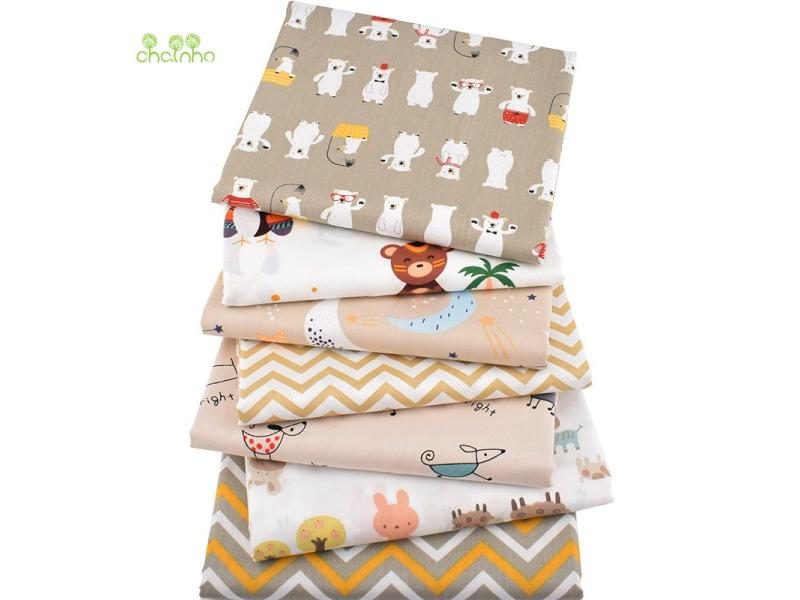 7pcs Lot New Cartoon Printed Twill Cotton Fabric Patchwork Cloth DIY Sewing Carousel 1