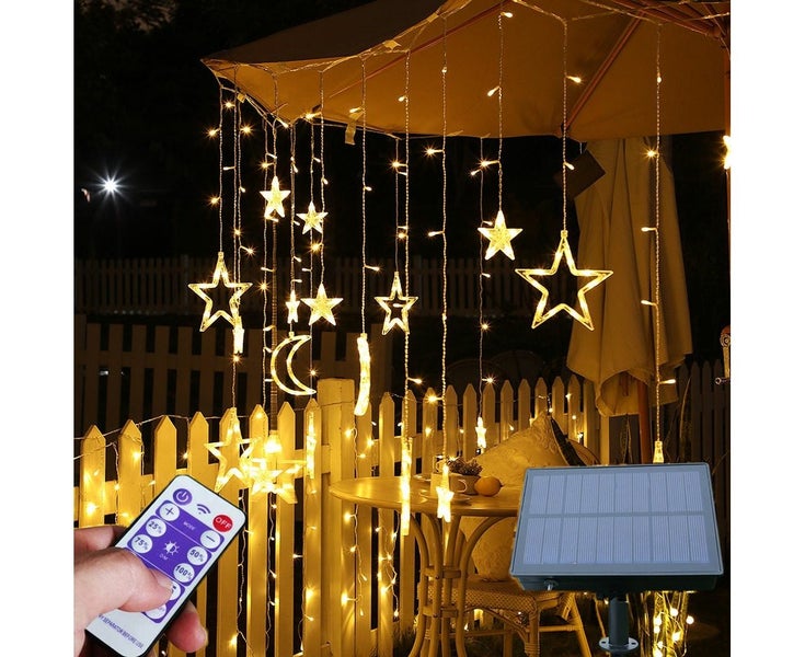 3.5M Outdoor Solar LED Fairy Lights Stars Moons Curtain Lights Star Cu Carousel 1