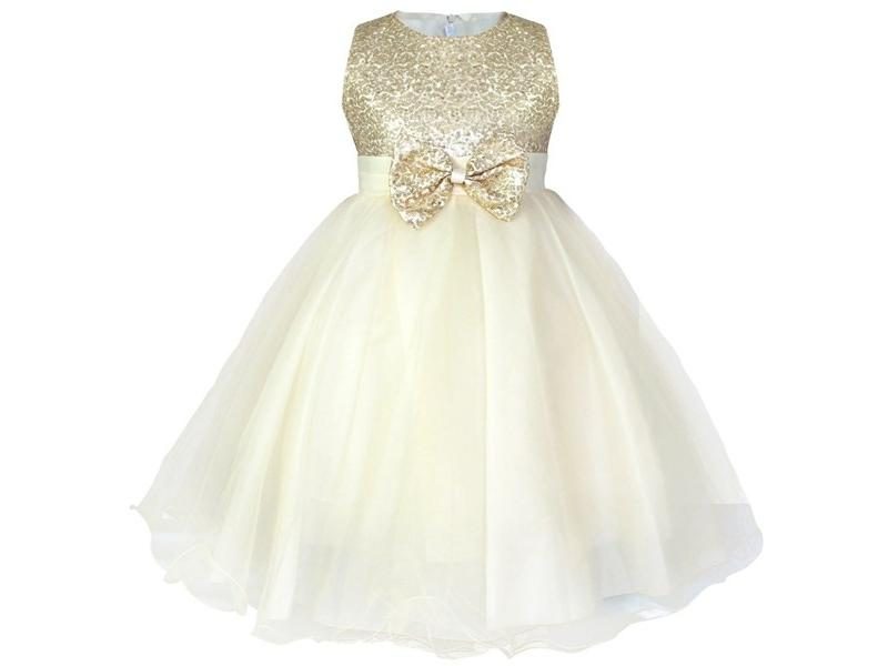 2-14 Knee-Length Kids Sequin Flower Girls Dress For Pageant Party Etc. Carousel 1