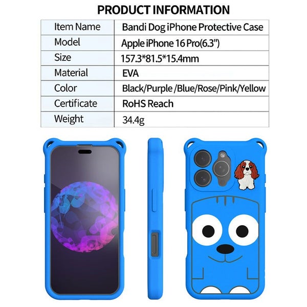 iPhone 16 Pro (6.3") Soft EVA Cartoon Puppy Phone Case (Blue) Carousel 9