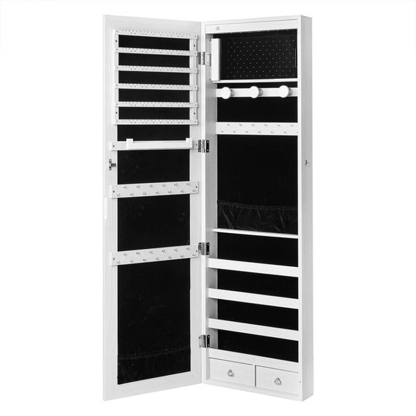 Mirror Jewellery Cabinet Led Light Lockable Box Jewelry Storage Organiser Carousel 1