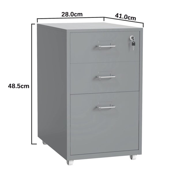 Gorilla Office - Mobile Metal 3 Drawer Cabinet - Grey Carousel 5