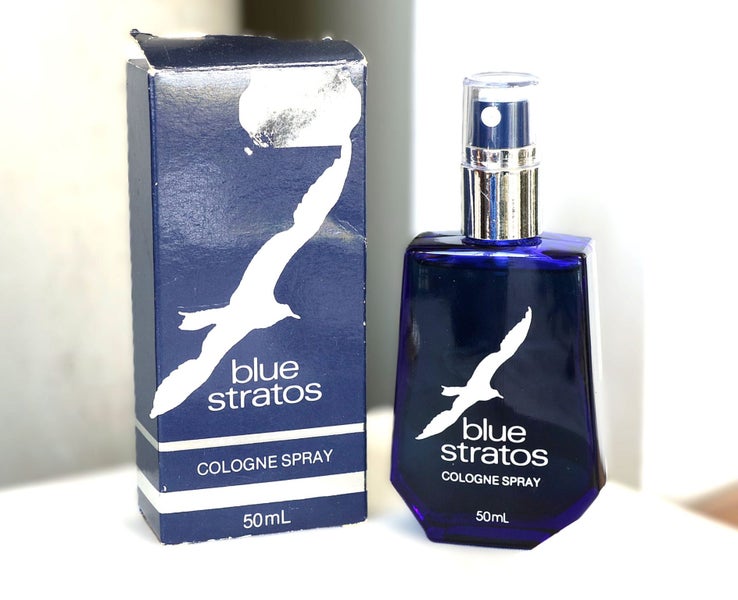 Original Blue Stratos 1980s boxed bottle cologne full Carousel 1