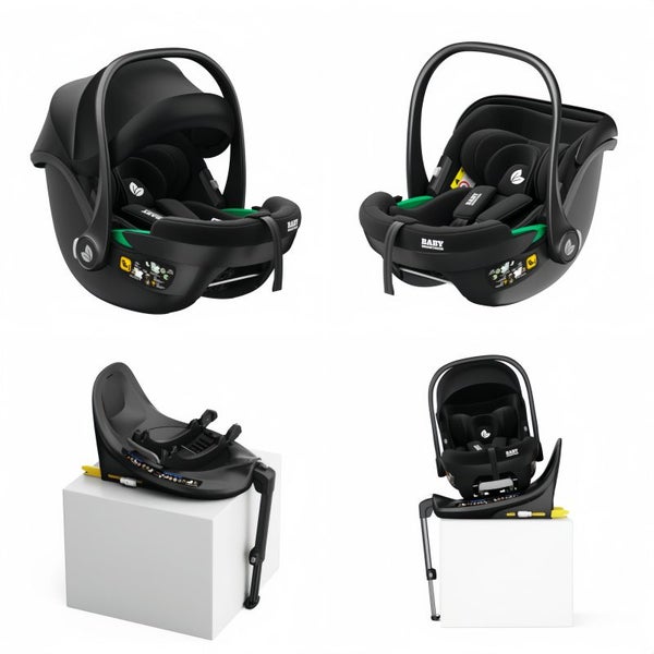 Baby Brightness Luxe double pram & infant car seat & Rotation ISOFIX base black Carousel 19