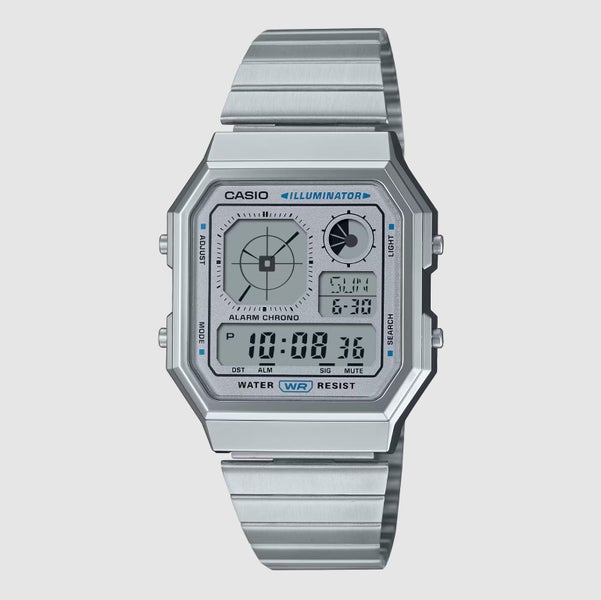 Casio Octagon Vintage Silver Watch - A130WE-7A Carousel 1