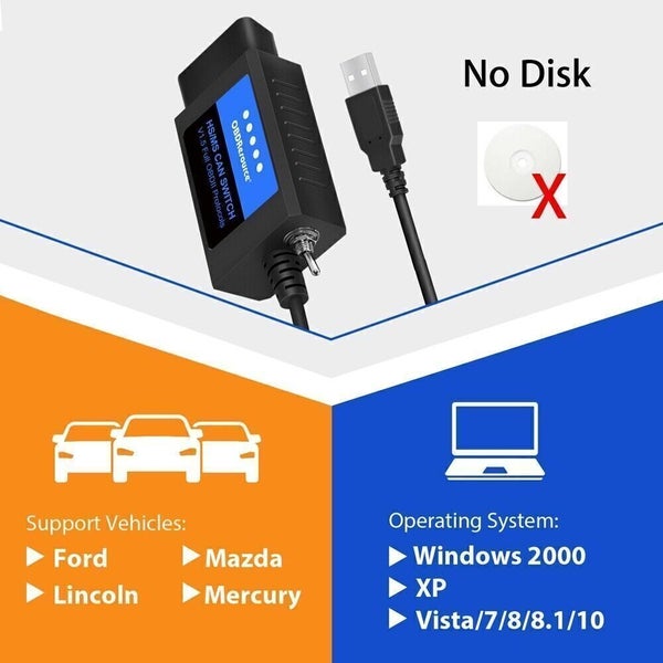 FORScan Code Reader OBD2 Scanner ELM327 V1.5 USB Adapter HS MS-CAN For Ford Carousel 2