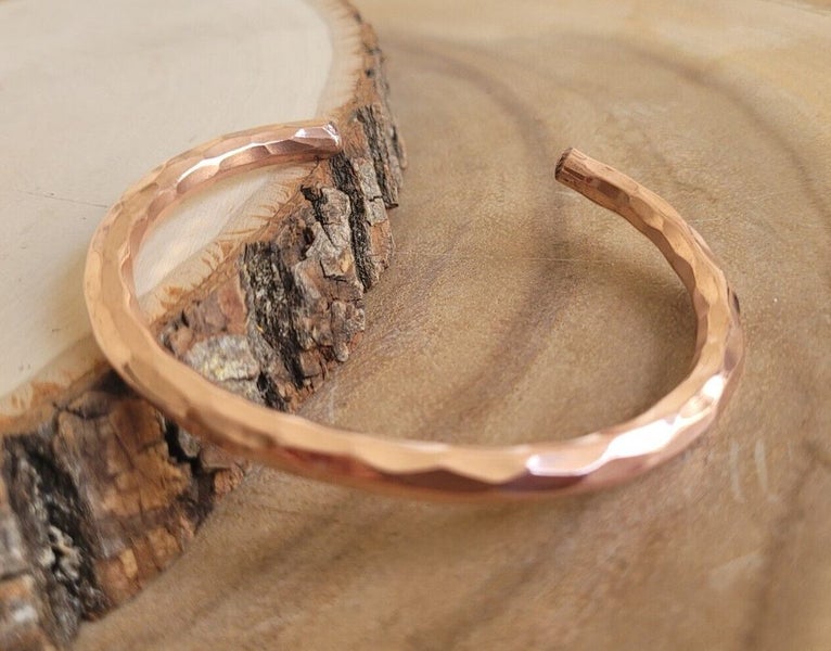 Hammered Solid Copper Cuff Pure Copper Arthritis Therapy Heavy Bracelet Carousel 2