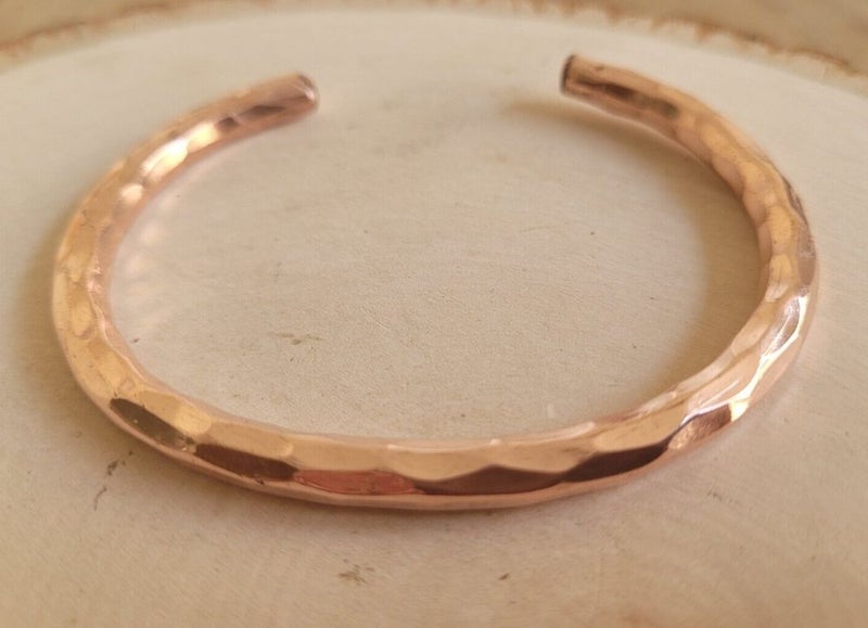 Hammered Solid Copper Cuff Pure Copper Arthritis Therapy Heavy Bracelet Carousel 3
