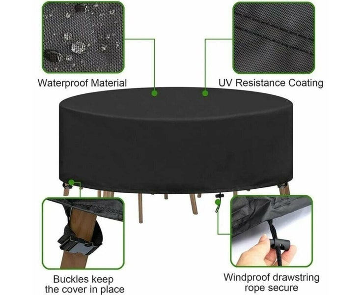 Round Garden Table Cover Outdoor Garden Furniture Tarpaulin Waterproof 230X100cm Carousel 5