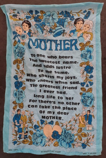 VINTAGE IRISH LINEN MOTHER RETRO COLLECTABLE TEA TOWEL Carousel 1