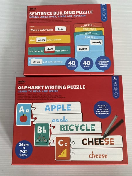 **LIKE NEW 2 x EDUCATIONAL LEARN TO READ & WRITE & SENTANCE BUILDERS PUZZLES** Carousel 1