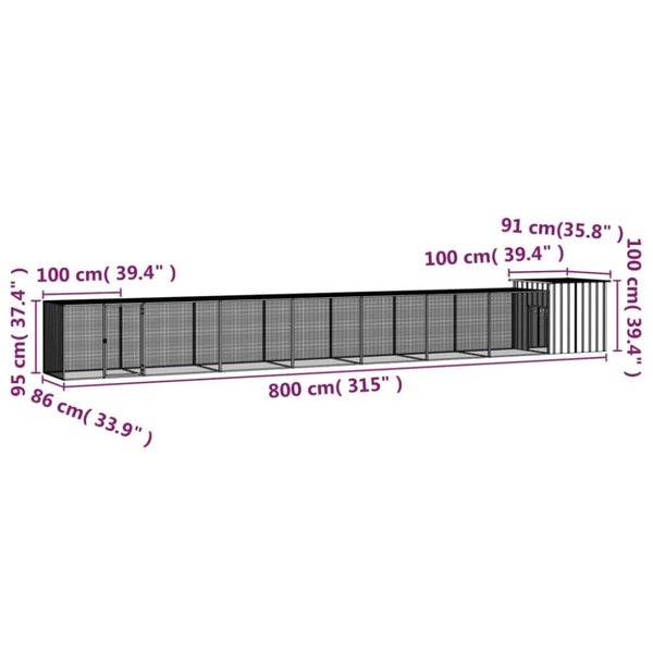Chicken Cage Anthracite 800x91x100 Cm Galvanised Steel Toblapi Carousel 2
