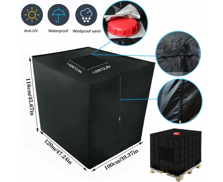IBC Water Tank Tarpaulin 1000L Container Cover Water Tank Rain 116x100x120 cm Carousel 2