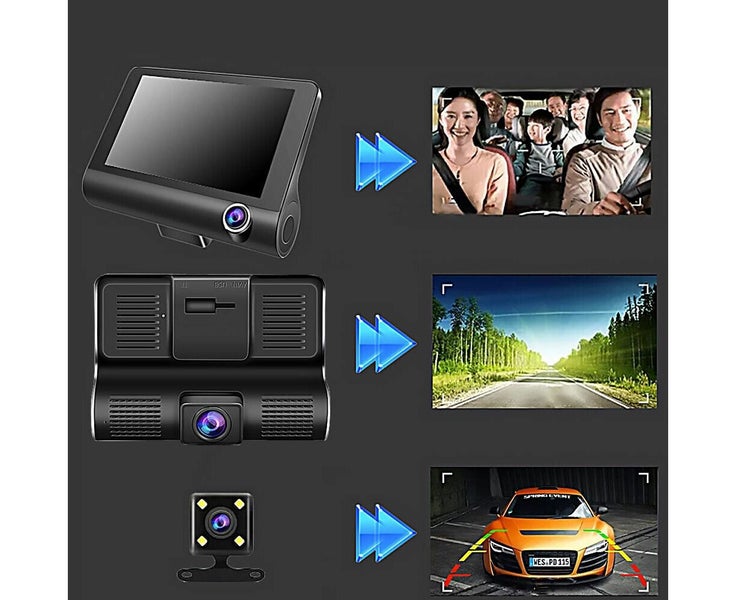 4" Car DVR Dash Cam 3 Lens Front and Rear Video Recorder Camera G-sensor Carousel 2