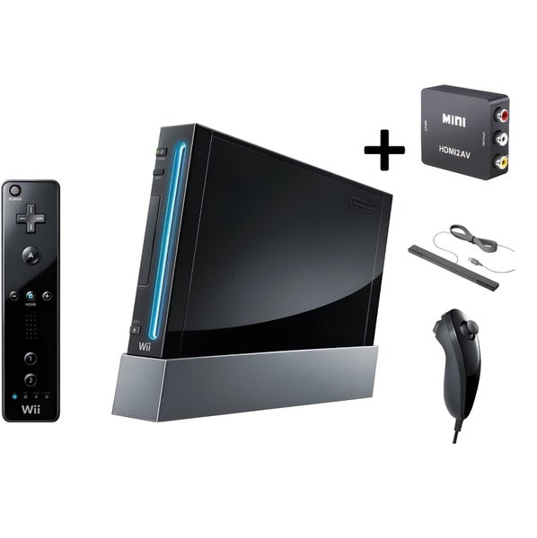 Nintendo Wii Black Complete Console + HDMI Convertor Carousel 1