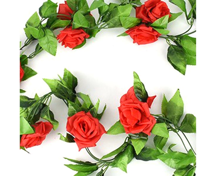 5Pcs Artificial Vine Rose Flower Silk Blossom Garland Home Decoration Carousel 8